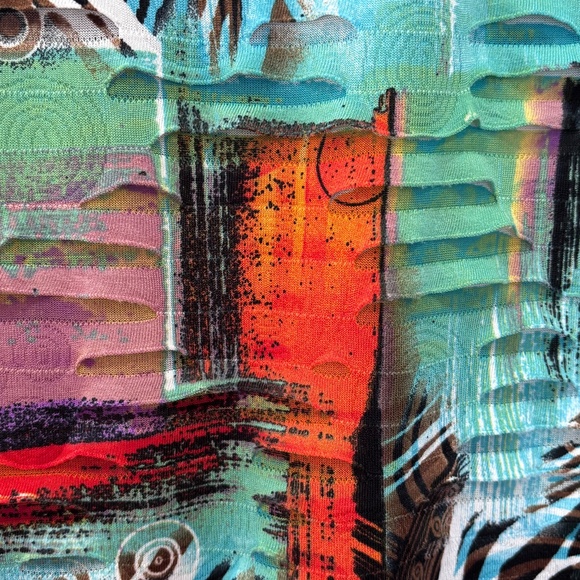 Frank Lyman short sleeve graphic top shark bite tunic size 8 - Picture 9 of 13